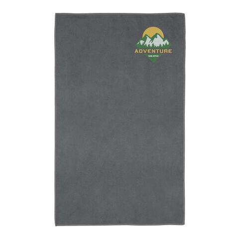 Werbeartikel Pieter ultraleichtes und schnell trocknendes GRS Handtuch 30 × 50 cm – grau – mit Logo bedruckt