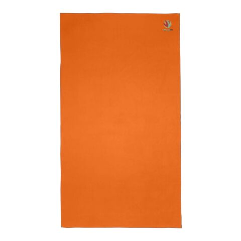 Werbeartikel Pieter ultraleichtes und schnell trocknendes GRS Handtuch 100 × 180 cm – orange – mit Logo bedruckt