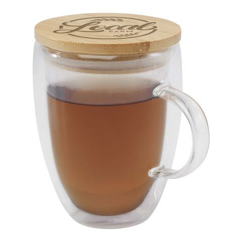 Leona 350 ml Glasbecher mit Bambusdeckel Standard | weiss | ohne Werbeanbringung | Nicht verfügbar | Nicht verfügbar