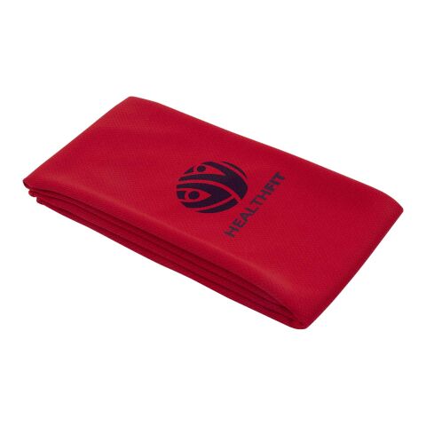 Werbeartikel Lucas RPET Sporthandtuch 30 × 80 cm – rot – mit Logo bedruckt
