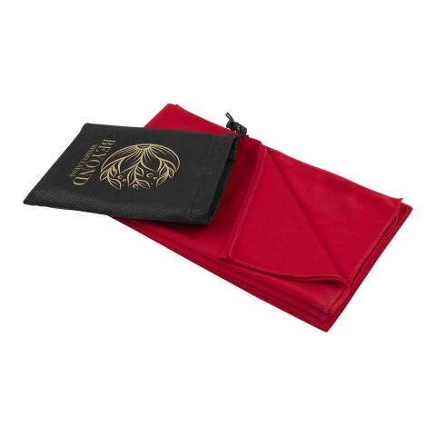 Werbeartikel Lucas RPET Sporthandtuch 70 × 140 cm – rot – mit Logo bedruckt