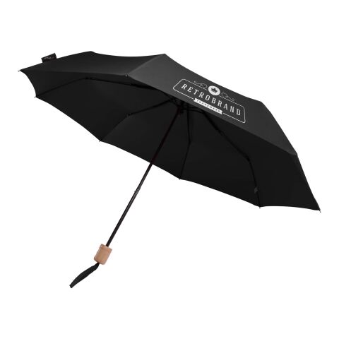 Werbeartikel Dane 21" RPET Regenschirm – schwarz – mit Logo bedruckt