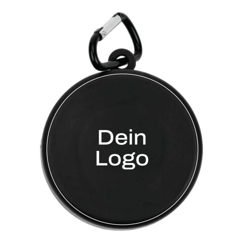 Werbeartikel 200 ml Teleskop-Trinkbecher Travel, faltbarer Outdoor-Becher mit Karabinerhaken für Rucksack & Tasche – Schwarz – mit Logo bedruckt