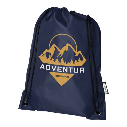 Nachhaltiger Werbeartikel Oriole Kordelzugrucksack aus RPET – navy – mit Logo bedruckt