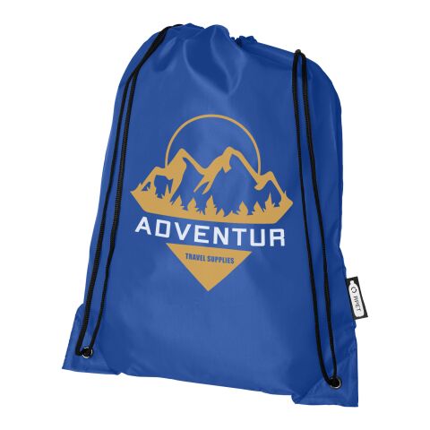 Nachhaltiger Werbeartikel Oriole Kordelzugrucksack aus RPET – royalblau – mit Logo bedruckt