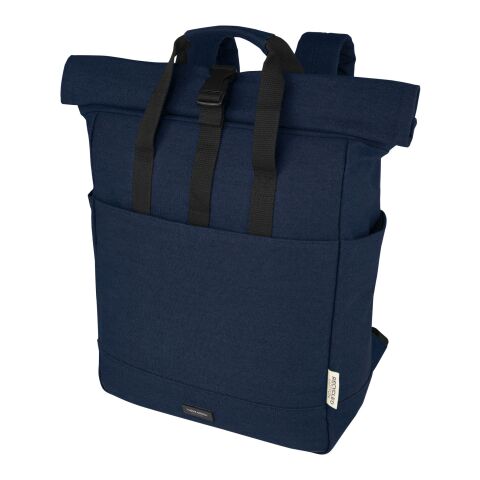 Joey 15&quot; GRS Rolltop Laptop-Rucksack aus recyceltem Canvas 15 L Standard | marineblau | ohne Werbeanbringung | Nicht verfügbar | Nicht verfügbar | Nicht verfügbar