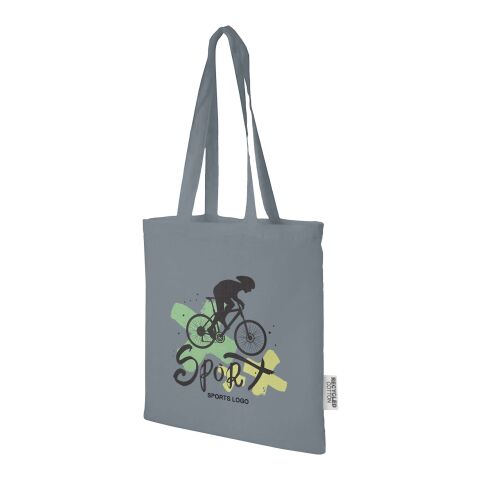 48h Express-Druck Nachhaltiger Werbeartikel Madras 140 g/m²Baumwoll Tragetasche aus recycelter Baumwolle, 7L – grau – mit Logo bedruckt