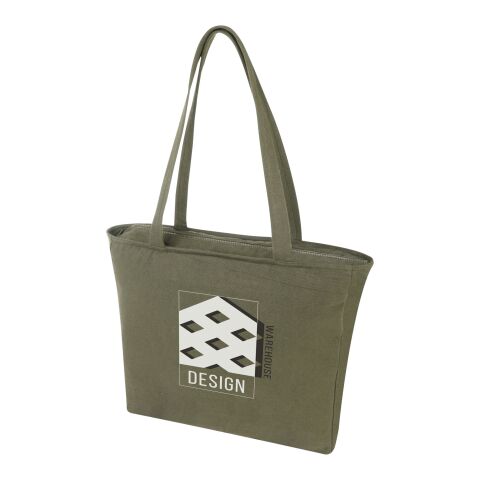 Nachhaltiger Werbeartikel Weekender 500 g/m² recycelte Tragetasche – grün – mit Logo bedruckt