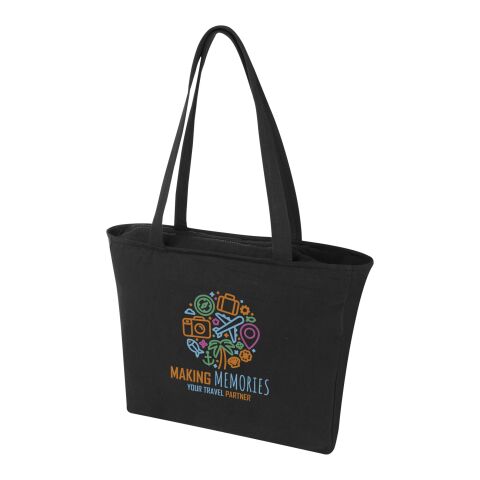 Nachhaltiger Werbeartikel Weekender 500 g/m² recycelte Tragetasche – schwarz – mit Logo bedruckt