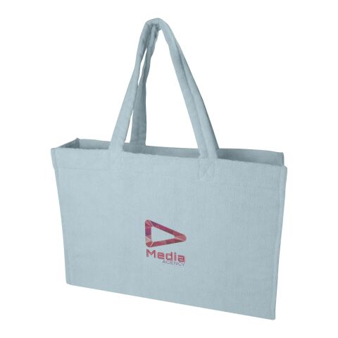 Nachhaltiger Werbeartikel Siam GRS-recycelte Strandtragetasche aus Frottee 13 L – Cloud Blue – mit Logo bedruckt