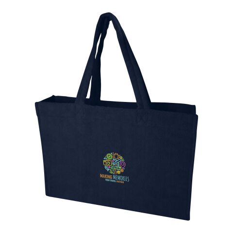 Nachhaltiger Werbeartikel Siam GRS-recycelte Strandtragetasche aus Frottee 13 L – navy – mit Logo bedruckt