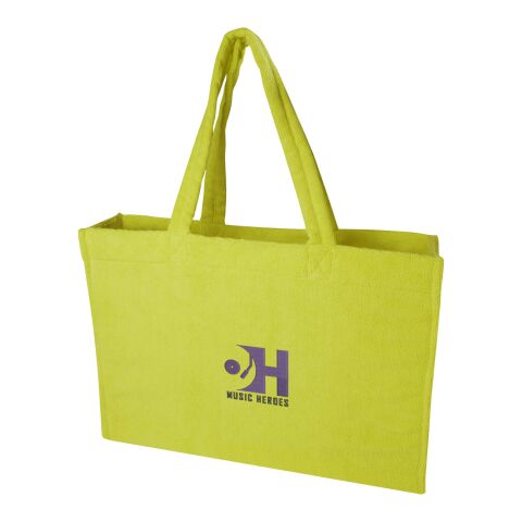 Nachhaltiger Werbeartikel Siam GRS-recycelte Strandtragetasche aus Frottee 13 L – limone – mit Logo bedruckt