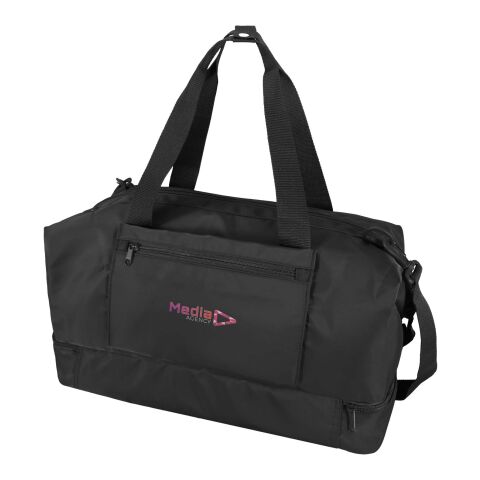Nachhaltiger Werbeartikel Trip Aware™ recycelte Reisetasche 42 L – schwarz – mit Logo bedruckt