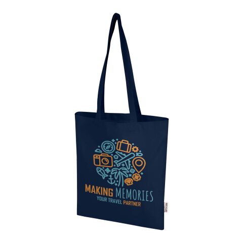 Nachhaltiger Werbeartikel Peru Blend 180 g/m² Tragetasche aus GRS recycelter Baumwolle 7L – navy – mit Logo bedruckt