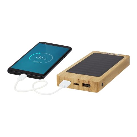 Alata 8000 mAh Bambus Solar-Powerbank beige | ohne Werbeanbringung | Nicht verfügbar | Nicht verfügbar