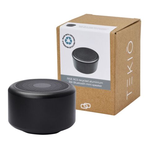 Rise 3 W Mini-Bluetooth®-Lautsprecher aus recyceltem RCS Aluminium Standard | schwarz | ohne Werbeanbringung | Nicht verfügbar | Nicht verfügbar