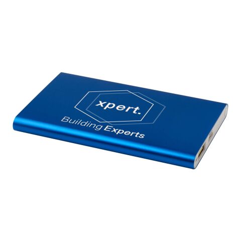 Werbeartikel Pep 4000 mAh Type-C Powerbank aus recyceltem Aluminium – royalblau – mit Logo bedruckt