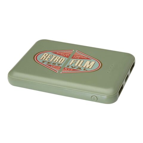 Werbeartikel Asama 5000 mAh Typ-C Powerbank aus recyceltem Kunststoff – heather grün – mit Logo bedruckt