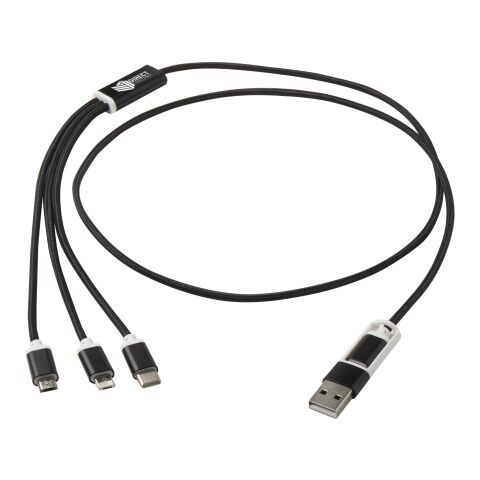 Werbeartikel Versatile 5-in-1 Ladekabel aus recyceltem Aluminium – schwarz – mit Logo bedruckt