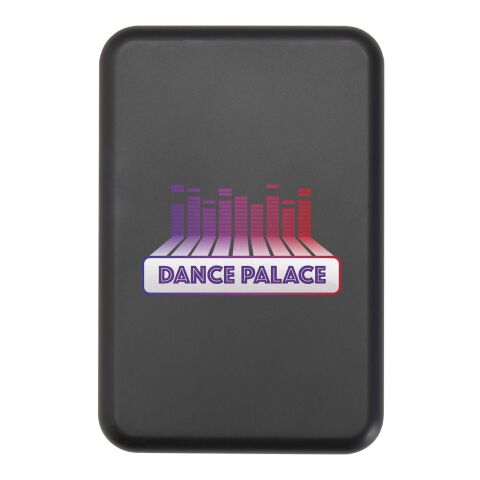 Werbeartikel Acrab 15 W 5.000 mAh magnetische kabellose Powerbank mit 20 W PD aus recyceltem Kunststoff – schwarz – mit Logo bedruckt