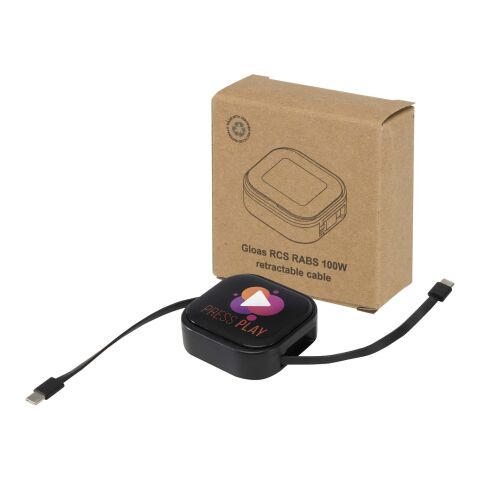 Werbeartikel Gloas Aufrollbares 5 in 1 Kabel aus Recyclingmaterial mit Datensynchronisierung und 100 W Schnellladefunktion sowie Smartphone Toolkit –