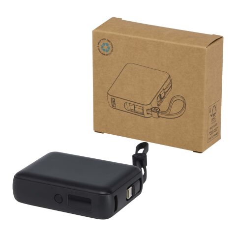 Acrux 35 W 10.000 mAh Tablet Powerbank mit integriertem Typ-C-Kabel aus recyceltem Kunststoff Standard | schwarz | ohne Werbeanbringung | Nicht verfügbar | Nicht verfügbar