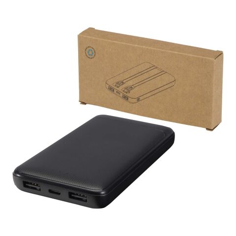 Adhil 10 W 10.000 mAh Powerbank aus recyceltem Kunststoff mit 2 integrierten Kabeln