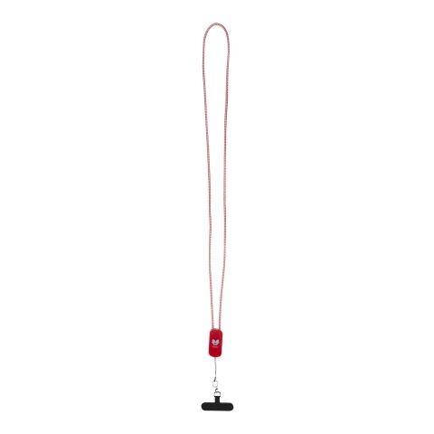 Werbeartikel Anser Smartphone Lanyard Schlüsselband 27W 5-in-1 Ladekabel USB-A/C & Lightning RPET nachhaltig – rot – mit Logo bedruckt