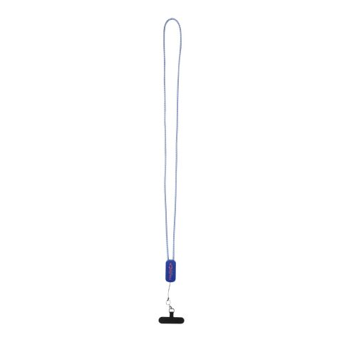 Werbeartikel Anser Smartphone Lanyard Schlüsselband 27W 5-in-1 Ladekabel USB-A/C & Lightning RPET nachhaltig – royalblau – mit Logo bedruckt