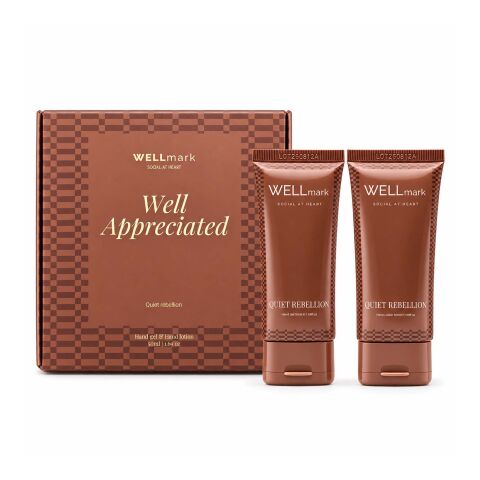 Wellmark Quite Rebellion 70 ml Handwaschgel und 70 ml Handlotion Set Maroon rot