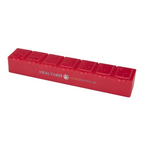 Werbeartikel Dose 7 Tage Multivitamin Organizer – rot – mit Logo bedruckt