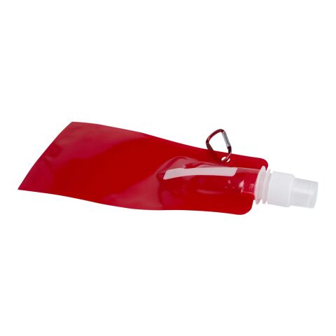 Werbeartikel Sipzy 480 ml Faltbare Wasserflasche 480ml BPA-frei mit Aluminium-Karabiner platzsparend leicht flexibel – rot – mit Logo bedruckt