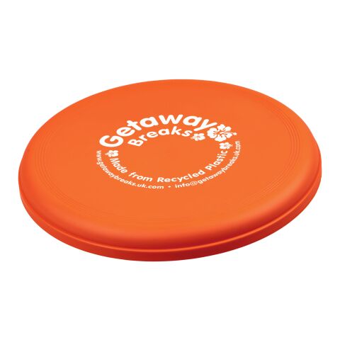 Werbeartikel Orbit Frisbee aus recyceltem Kunststoff – orange – mit Logo bedruckt