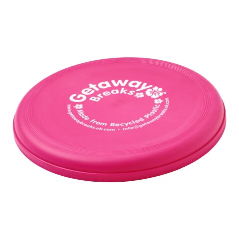 Werbeartikel Orbit Frisbee aus recyceltem Kunststoff – magenta – mit Logo bedruckt