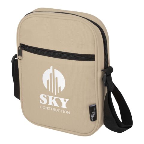 Werbeartikel Byron Umhängetasche aus GRS Recyclingmaterial 2 L – oatmeal – mit Logo bedruckt