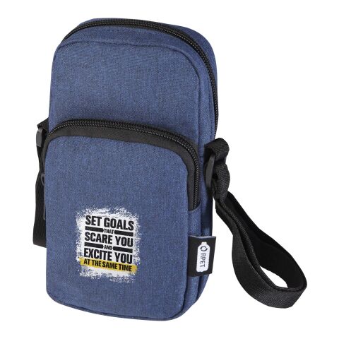 Werbeartikel Ross Handytasche aus recyceltem GRS-Material – navy – mit Logo bedruckt