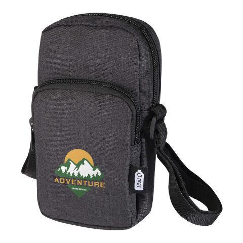 Werbeartikel Ross Handytasche aus recyceltem GRS-Material – Heather Charcoal – mit Logo bedruckt