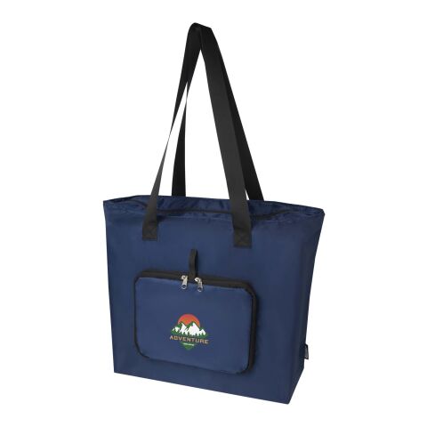 Nachhaltiger Werbeartikel EcoFold faltbare RPET Tragetasche 16 L – navy – mit Logo bedruckt