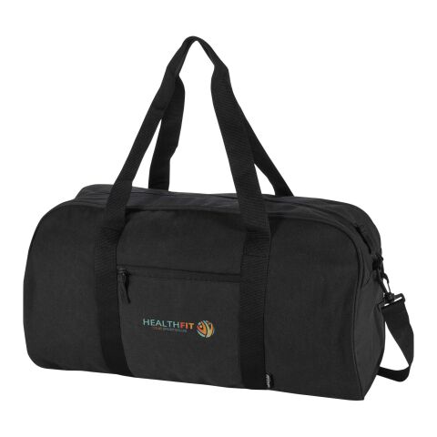 Nachhaltiger Werbeartikel Recanvas GRS recycelte Reisetasche 40 L – schwarz – mit Logo bedruckt