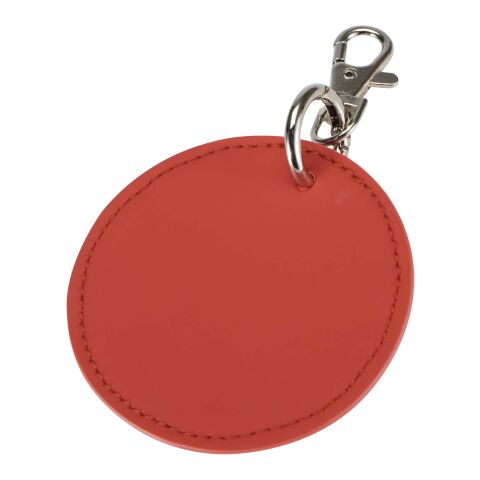 Werbeartikel Schlüsselanhänger Resi Plus GRS recyceltes PU-Leder rund Taschen-Charm edles Design nachhaltig ideal für Logos – Brick – mit Logo