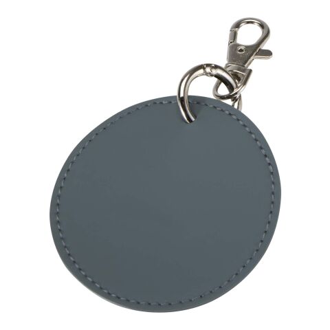 Werbeartikel Schlüsselanhänger Resi Plus GRS recyceltes PU-Leder rund Taschen-Charm edles Design nachhaltig ideal für Logos – Hale Blue – mit Logo