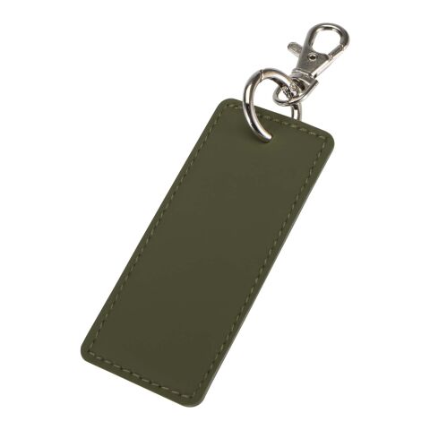 Werbeartikel Schlüsselanhänger Resi Plus GRS recyceltes PU-Leder rechteckig Taschen-Charm edles Design nachhaltig ideal für Logos – waldgrün – mit