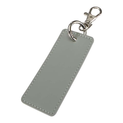 Werbeartikel Schlüsselanhänger Resi Plus GRS recyceltes PU-Leder rechteckig Taschen-Charm edles Design nachhaltig ideal für Logos – grau – mit Logo