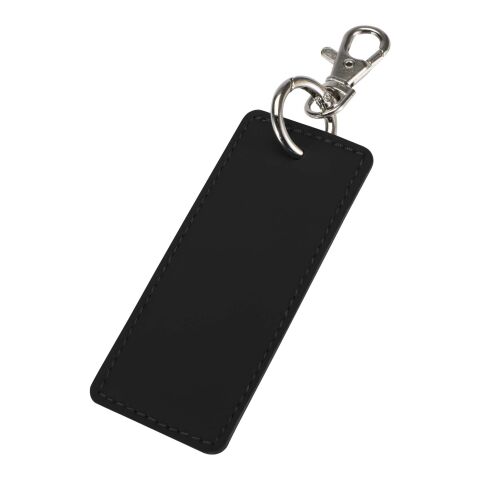 Werbeartikel Schlüsselanhänger Resi Plus GRS recyceltes PU-Leder rechteckig Taschen-Charm edles Design nachhaltig ideal für Logos – Schwarz – mit Logo