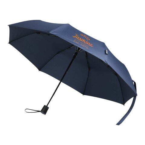 48h Express-Druck Werbeartikel Agnes 21" faltbarer RPET-Regenschirm mit automatischer Öffnung – navy – mit Logo bedruckt