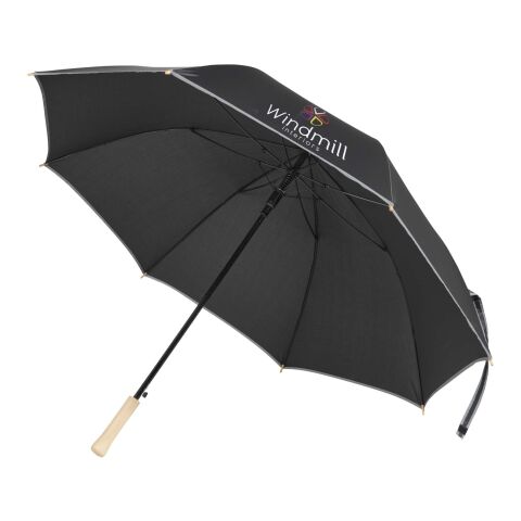 48h Express-Druck Werbeartikel Norman 30" RPET Sturmschirm – schwarz – mit Logo bedruckt