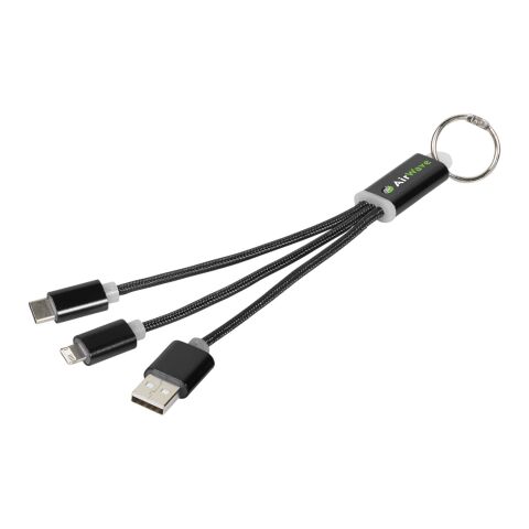 3-in-1 Metall-Ladekabel mit Schlüsselanhänger Standard | schwarz | ohne Werbeanbringung | Nicht verfügbar | Nicht verfügbar