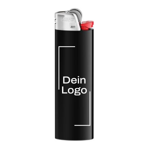 BIC® J26 Feuerzeug schwarz | 1-farbiger Siebdruck | Körper-Rückseite (Drücker auf der linken Seite) | 20.00 mm x 50.00 mm