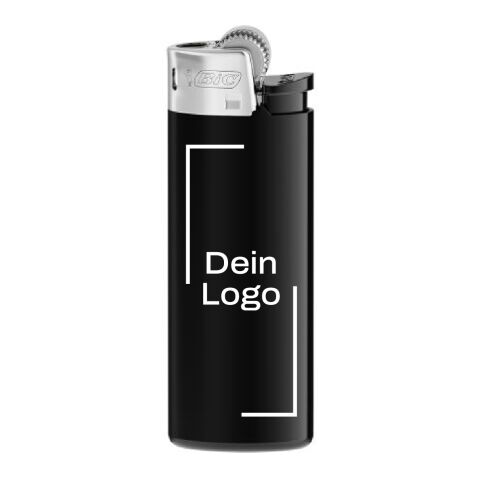 Werbeartikel BIC® J25 Standard Feuerzeug – Schwarz-Schwarz-Schwarz-hellgrau – mit Logo bedruckt