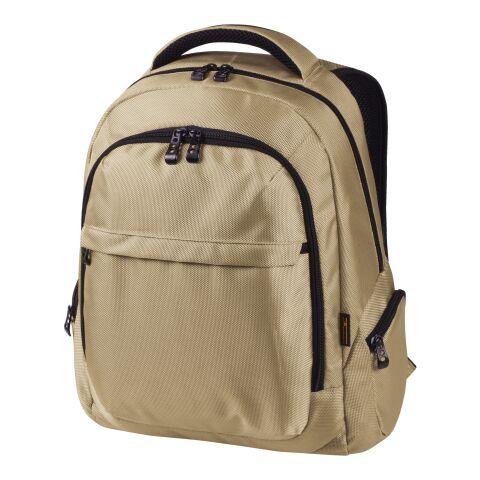 Werbeartikel HALFAR® Notebook-Rucksack MISSION – beige – mit Logo bedruckt